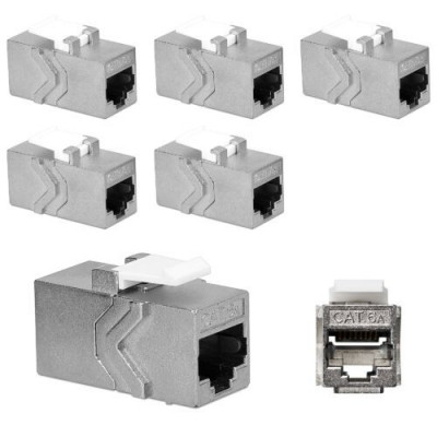 Set 12 Mufe pentru cabluri Ethernet RJ45 si Cat 6A, Kwmobile, Argintiu, Metal, 52348.01.06 foto