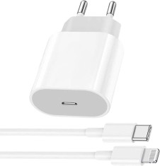 Incarcator Rapid 20W compatibil cu Apple iPhone 14/13/12/11/Pro/Pro Max/Plus/Pad/AirPods, Type-C, Cablu de Date Lightning 1m inclus, Fast Charge, Star