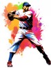 Sticker decorativ, Jucator Baseball, Alb, 79 cm, 1335STK-2