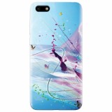 Husa silicon pentru Huawei Y5 Prime 2018, Artistic Paint Splash Purple Butterflies