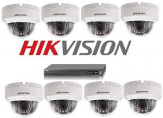 Kit NVR 8 Canale PoE 8 Camere Dome Ip 3 Megapixeli Hikvision foto