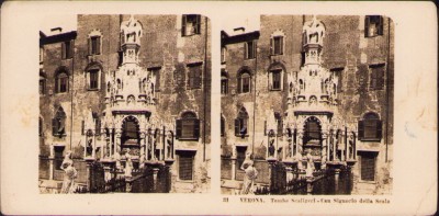 ST74N Verona, Tombe Scaligeri, Can Signorio della Scala , stereoscopic photo foto