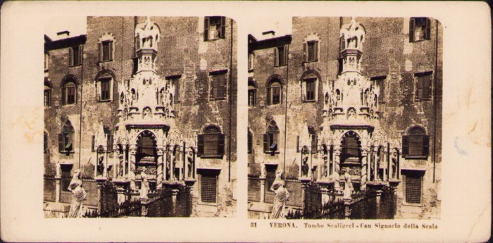 ST74N Verona, Tombe Scaligeri, Can Signorio della Scala , stereoscopic photo