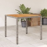 Masă grădină vidaXL, lemn acacia gri 90x90x75cm, poliratan, rezistent UV