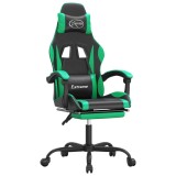 Cumpara ieftin Scaun de gaming cu suport picioare negru/verde, piele ecologica