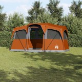 VidaXL Cort de Familie cu Geamuri, Cupolă Gri &amp; Portocalie, Impermeabil pentru 10 Persoane