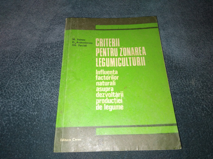 M VOINEA - CRITERII PENTRU ZONAREA LEGUMICULTURII