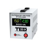 Stabilizator tensiune 300W 230V cu 2 iesiri Schuko si sinusoidala pura + ecran LCD cu valorile tensiunii, TED Electric TED000194