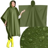 Pelerina de ploaie tip poncho Trizand, PVC verde, universala