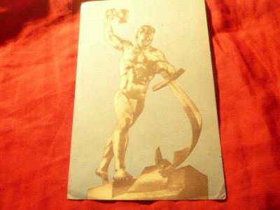Ilustrata RPR -Sculptura de E.VUCETICI (URSS) -Sa prefacem sabiile in pluguri foto