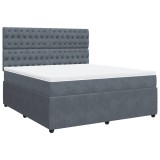 Cumpara ieftin Pat box spring cu saltea, gri inchis, 180x200 cm, catifea