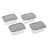 Set 4 mini caserole cu capac pentru alimente,125 ml,4 bucati set