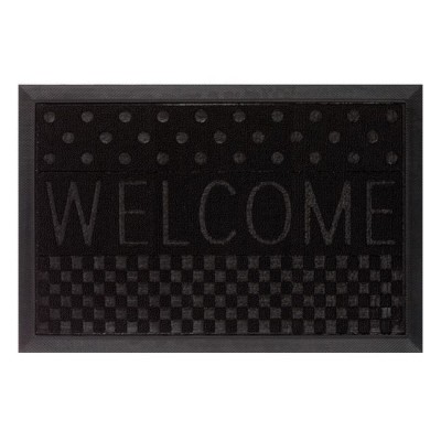 Covor intrare ConceptSeller&amp;reg;, antiderapant, dreptunghiular cu diferite forme si mesaj in relief &amp;rdquo;Welcome&amp;rdquo;, Lungime x Latime x Grosime 60 x 40 x 0.5 cm foto
