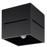 Lustră De Tavan Lobo Negru Din Aluminiu, 1 Bec Pătrat Modern De Interior