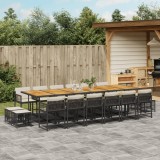 vidaXL Set mobilier de grădină cu perne, 17 piese, negru, poliratan 3211551
