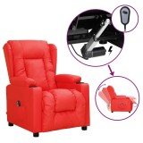 Cumpara ieftin Fotoliu rabatabil electric, rosu, piele ecologica