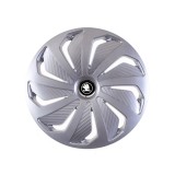 Cumpara ieftin Set 4 Capace Roti pentru Skoda Nou Alb-Negru, model Wind Gray, R16, SKODA