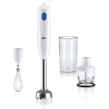 Mixer vertical Braun MQ10.202M, 450 W, 1 viteza, Pahar gradat 600ml, Tocator 350ml, Tel otel, Alb/Albastru