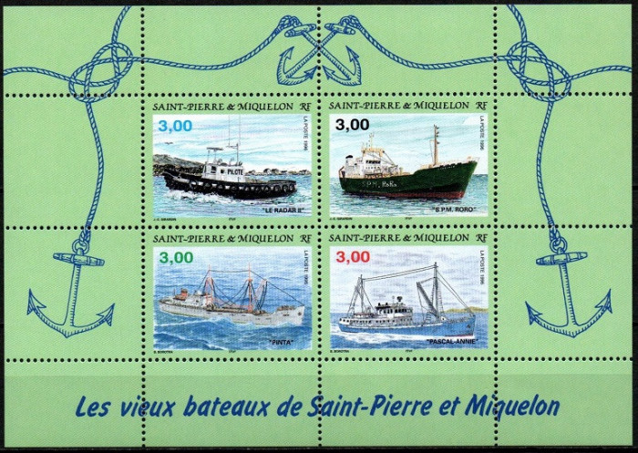 C4334 - St.Pierre si Miquelon 1996 - Vapoare bloc neuzat,perfecta stare