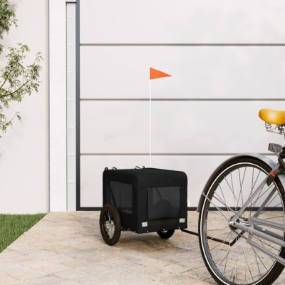 vidaXL Remorcă bicicletă animale companie, negru, textil oxford/fier 93912 foto