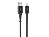 Cablu USB2.0 A tata - Lightning tata 1m 2.4A negru PVC+Nylon Well