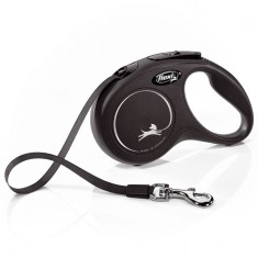 Lesa Flexi New Classic S, pentru caini de pana la 15kg, lungime banda 5m - culoare neagra foto