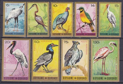 DB1 Fauna Africana Pasari Burundi 1965 PA 9 v. MNH foto