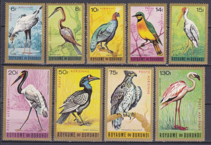 DB1 Fauna Africana Pasari Burundi 1965 PA 9 v. MNH