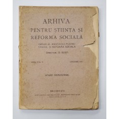 ARHIVA PENTRU STIINTA SI REFORMA SOCIALA 1921 ANUL II