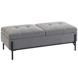 HOMCOM Ladă-bancă din ţesătură tip in, bancă de pat cu 2 compartimente, capace rabatabile şi perne extra-groase, 117 x 50 x 44 cm | Aosom Romania