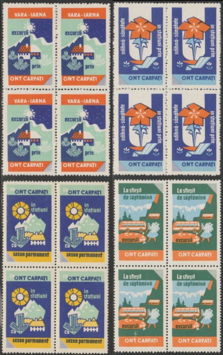 1970 Romania - Set de 4 blocuri a cate 4 vignete ONT Carpati