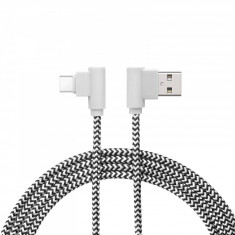 Cablu de date USB type C 90 grade 2m alb delight foto