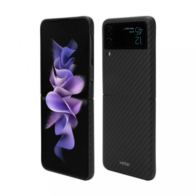 Husa Samsung Galaxy Z Flip3 5G, Clip-On, made from Aramid Fiber, Kevlar, Black foto