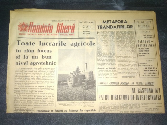 ZIARUL ROMANIA LIBERA 11 APRILIE 1965