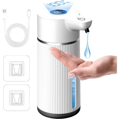 Dozator automat pentru sapun lichid LUVLU&amp;trade;, senzor inteligent Touchless, 4 trepte de dozare, display led, 420ML, IPX5, dispenser sapun baie, bucatarie foto