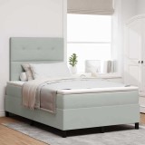 VidaXL Pat box spring cu saltea, gri deschis, dublu mic, catifea