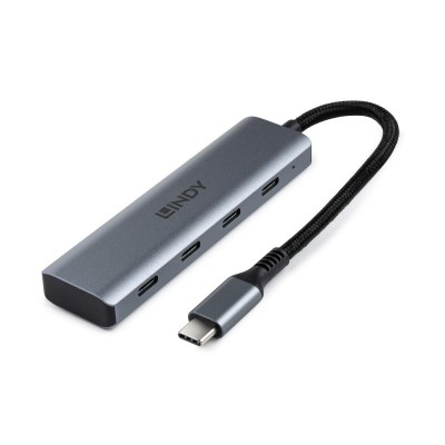 Hub Lindy USB-C 3.2 4 Port, gri foto