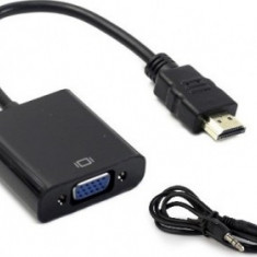 Cablu adaptor HDMI tata la VGA mama + audio jack 3,5mm