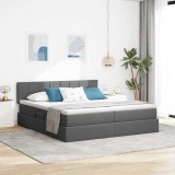 vidaXL Pat cu storage Gri &icirc;nchis 180 x 200 cm Piele artificială 3370926
