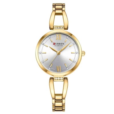 Ceas Dama CURREN 9092, Quartz, Bratara Aurie, Cadran Alb, Otel Inoxidabil, 30mm, Elegant si Versatil foto