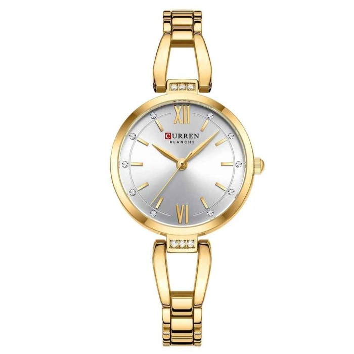 Ceas Dama CURREN 9092, Quartz, Bratara Aurie, Cadran Alb, Otel Inoxidabil, 30mm, Elegant si Versatil