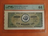 Bancnota 1000000 lei mai 1947 gradata PMG 64 EPQ aproape GEM UNC