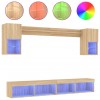 Unitati de perete TV cu LED-uri, 6 piese, stejar sonoma, lemn