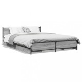 Cumpara ieftin Cadru de pat cu sertare, gri sonoma, 135x190 cm, lemn prelucrat
