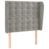 Cumpara ieftin Tablie de pat cu aripioare gri deschis 93x23x118/128 cm catifea