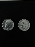 Doua monede One Dime 1975 D si o moneda 5 Centesimi 1861, Europa
