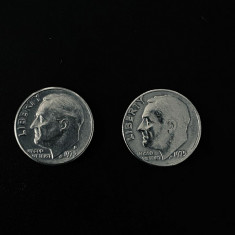 Doua monede One Dime 1975 D si o moneda 5 Centesimi 1861
