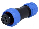 Mufă SP13 mamă PIN 3 IP68 13A pentru lipire pe cablu 250V