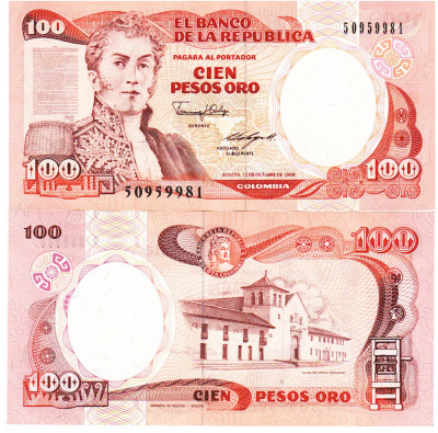 Columbia 100 Pesos Oro 1988 P-426c UNC foto