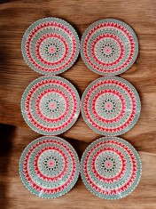 Set 6 farfurii tradi?ionale multicolore din ceramica foto
